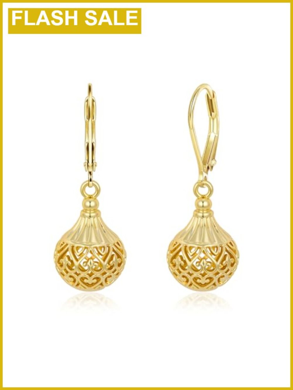 Filigree Gold Silver Earrings Hypoallergenic Leverback Dangle